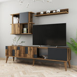 Ensemble de meubles télévisés Madrid Walnut Anthracite Mélamine 180x48.6x33,8 cm