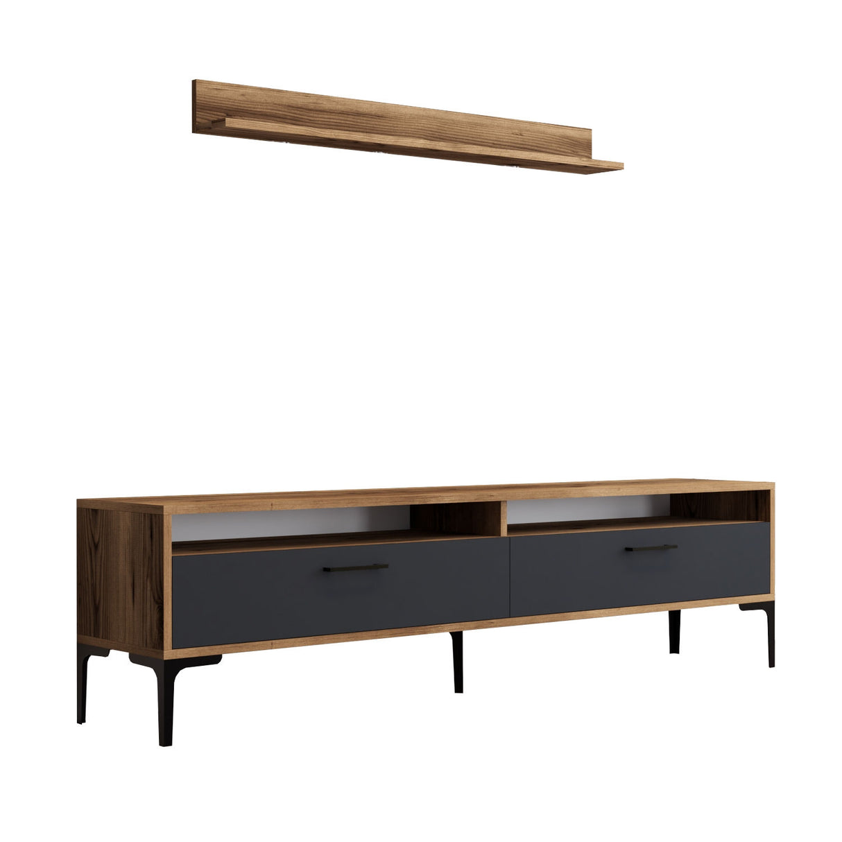 Ensemble de meubles télévisés Istanbul Walnut Anthracite Mélamine 180x47x35 cm