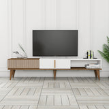 Meubles de télévision Milan Alt Walnut Mélamine blanche 180x40x35 cm