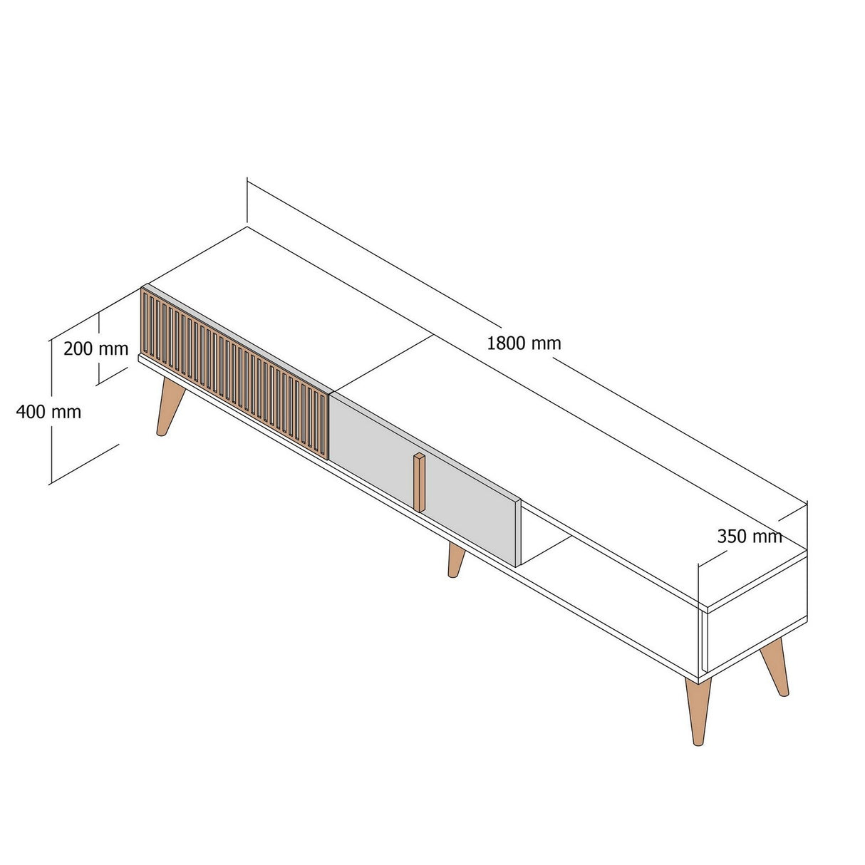 Meubles de télévision Milan Alt Walnut Anthracite Mélamine 180x40x35 cm