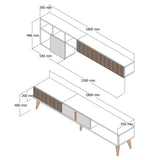 Ensemble de meubles télévisés Milan TV Walnut Mélamine blanche 180x40x35 cm