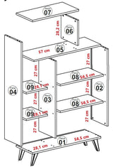 Boekenkast Form Walnoot Crème Melamine 90x132x32 cm