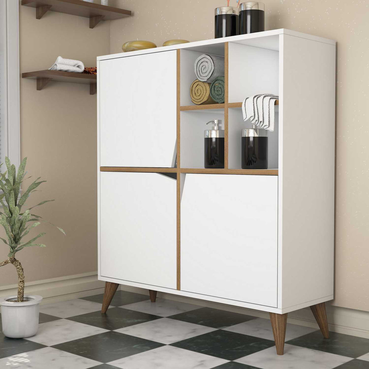 Armoire murale impulsion blanche noix mélamine 100x115x30 cm