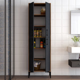 Armoire murale berlin noix anthracite mélamine 60x200x35 cm