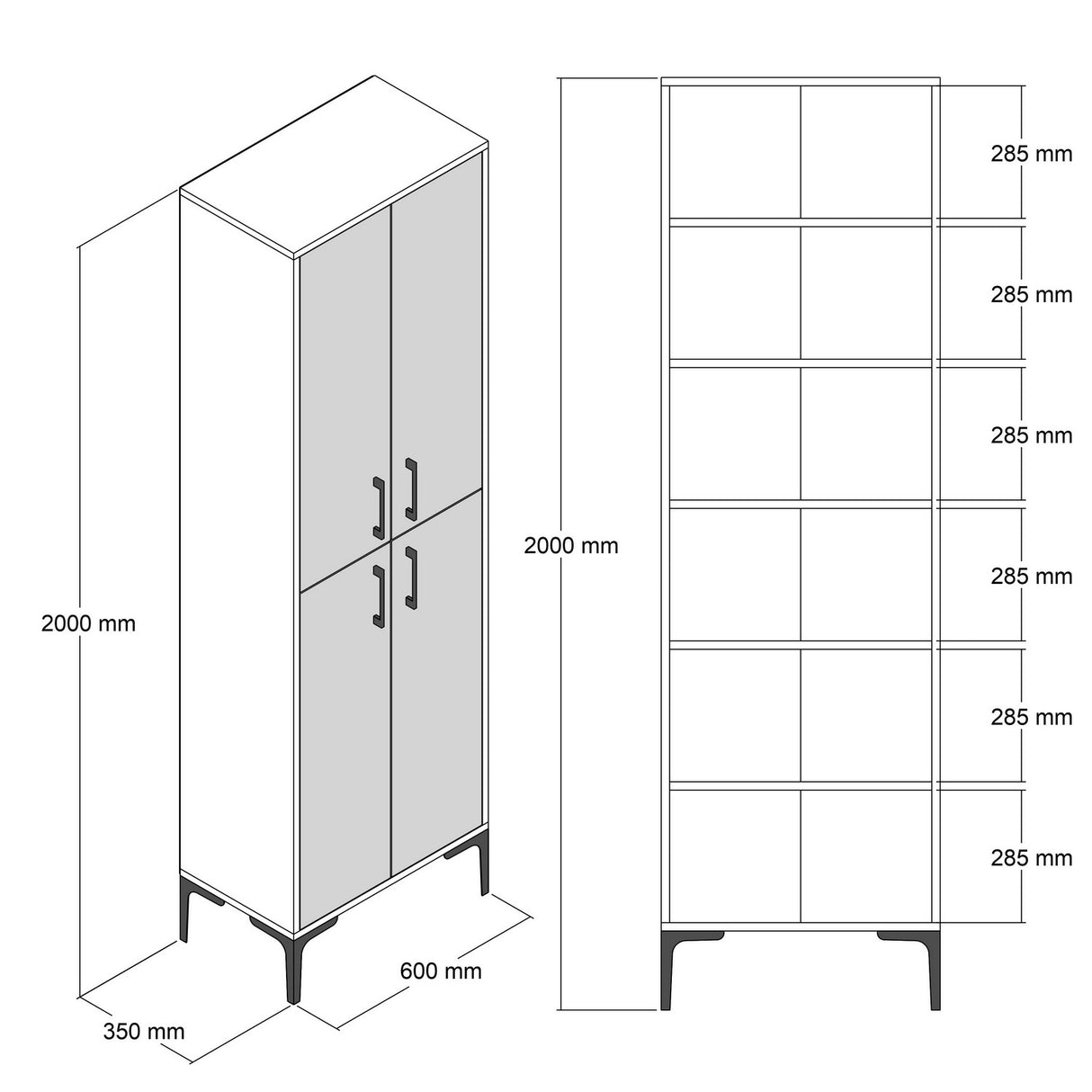 Armoire murale berlin noix anthracite mélamine 60x200x35 cm