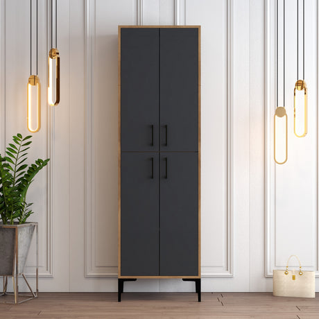 Chaussure armoire berlin noix anthracite mélamine 60x200x35 cm