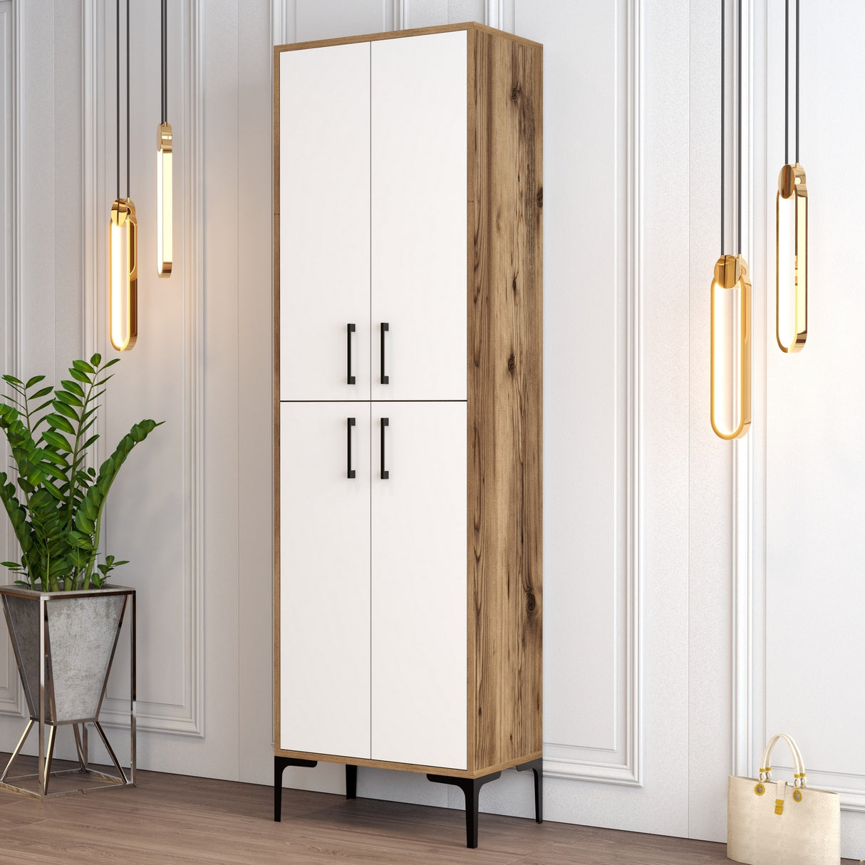 Chaussure armoire berlin noix de mélamine blanche 60x200x35 cm