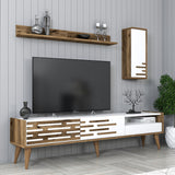 Ensemble de meubles de télévision Valsiya Walnut White Mélamine 180x35x45 cm