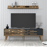 Ensemble de meubles de télévision Valsiya Walnut Anthracite Mélamine 140x35x45 cm