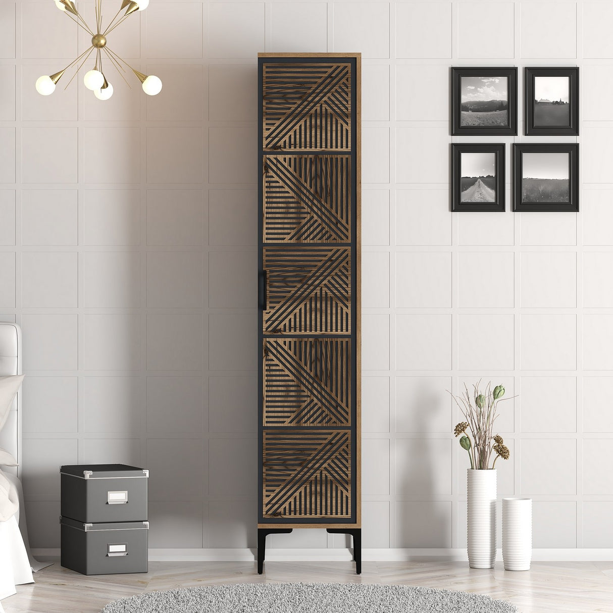 Armoire kumual p noix anthracite mélamine 40x47.5x201.4 cm