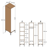 Kledingkast Kumual S Walnoot Antraciet Melamine 40x47,5x201,4 cm