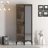 Armoire kumsal pr walnut anthracite mélamine 80x47.5x201.4 cm