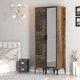 Armoire kumsal pr walnut anthracite mélamine 80x47.5x201.4 cm