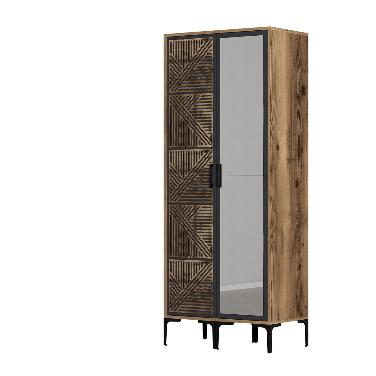 Armoire kumsal pr walnut anthracite mélamine 80x47.5x201.4 cm