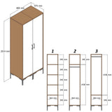 Armoire kumsal pr walnut anthracite mélamine 80x47.5x201.4 cm