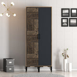 Armoire Kumsal PS Walnut Anthracite Mélamine 80x47.5x201.4 cm