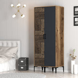 Armoire Kumsal PS Walnut Anthracite Mélamine 80x47.5x201.4 cm