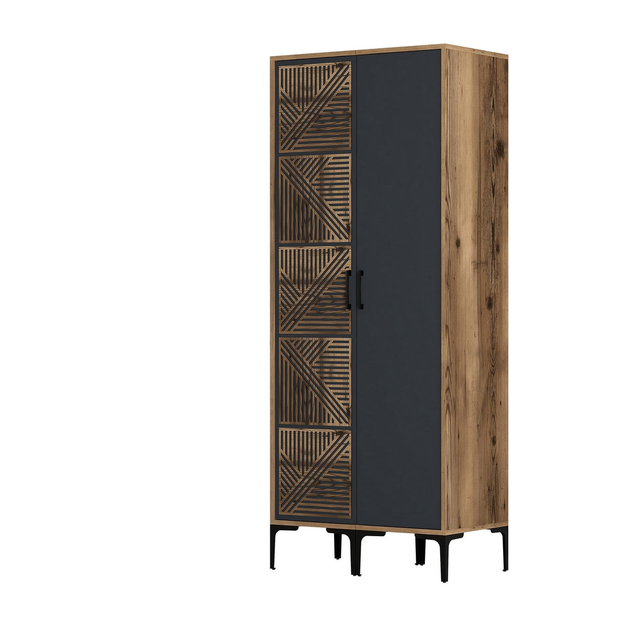 Armoire Kumsal PS Walnut Anthracite Mélamine 80x47.5x201.4 cm