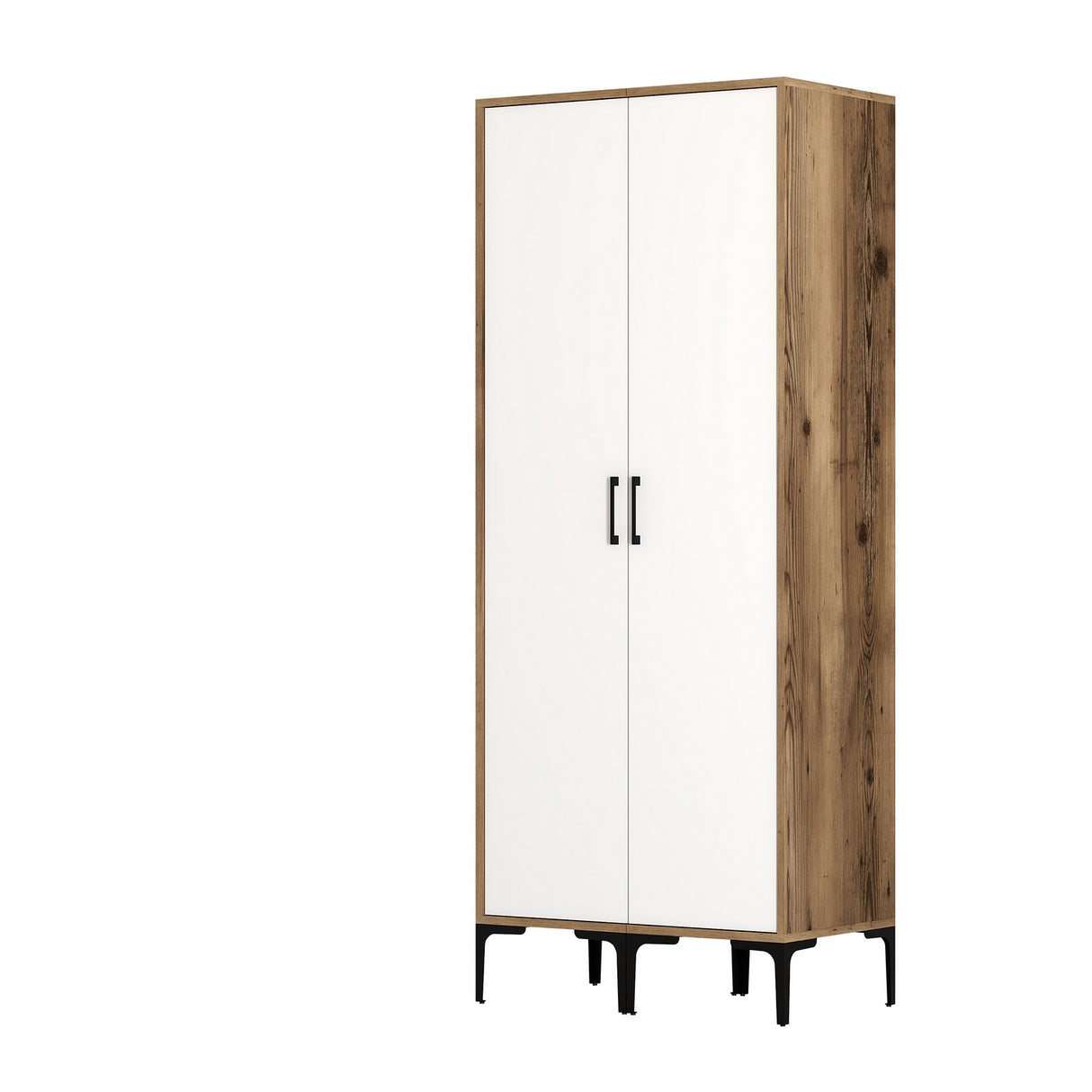 Armoire kumsal ss noyer mélamine blanche 80x47.5x201.4 cm