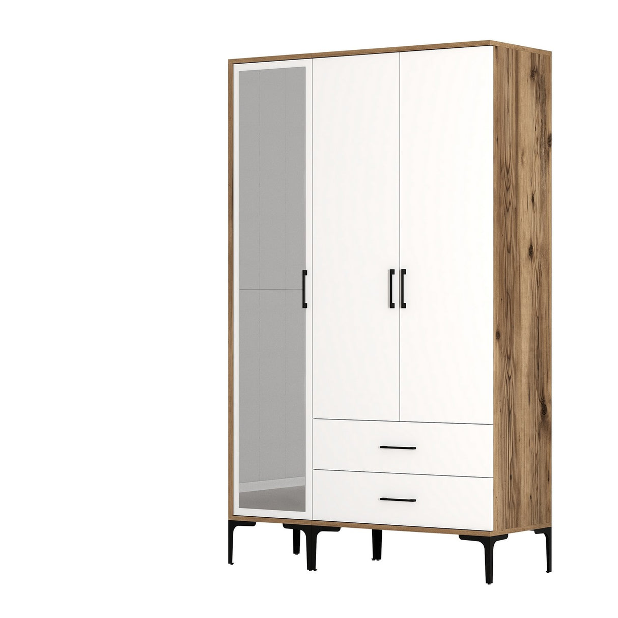 Armoire Kumual Rt Walnut White Mélamine 120x47.5x201.4 cm