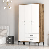 Armoire Kumual St Walnut Mélamine blanche 120x47.5x201.4 cm