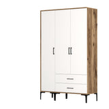 Armoire Kumual St Walnut Mélamine blanche 120x47.5x201.4 cm