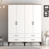 Armoire kumsal tt noyer blanc mélamine 160x47.5x201.4 cm