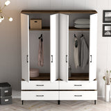 Armoire kumsal tt noyer blanc mélamine 160x47.5x201.4 cm