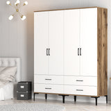 Armoire kumsal tt noyer blanc mélamine 160x47.5x201.4 cm