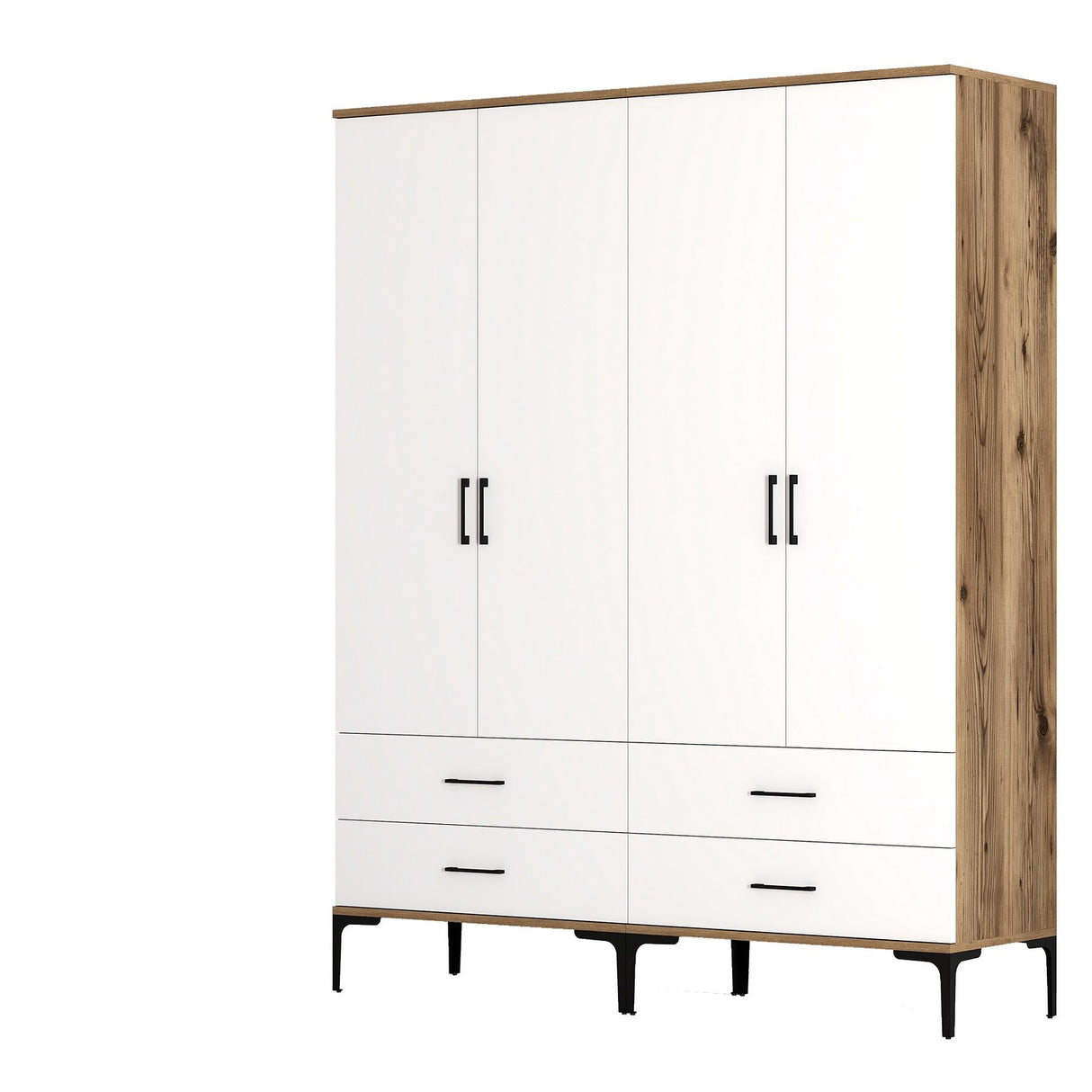 Armoire kumsal tt noyer blanc mélamine 160x47.5x201.4 cm