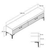 Ensemble de meubles TV Gebze Walnut Mélamine blanche 180x35x47 cm