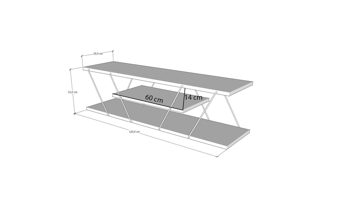 TV Meubel Canaz Antraciet Grijs Melamine 120x33x30 cm