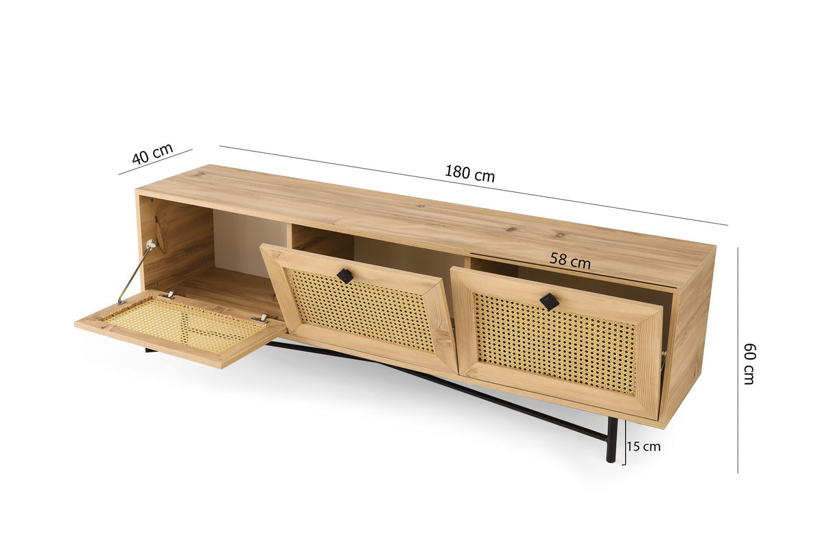 Meubles de télévision alcazar chêne mélamine 180x60x40 cm