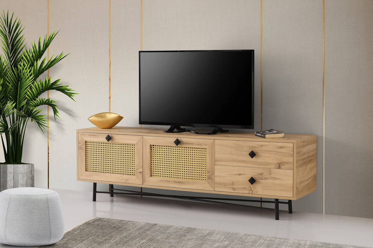 Meubles de télévision Hapsiyyas Oak Noir mélamine 180x60x40 cm