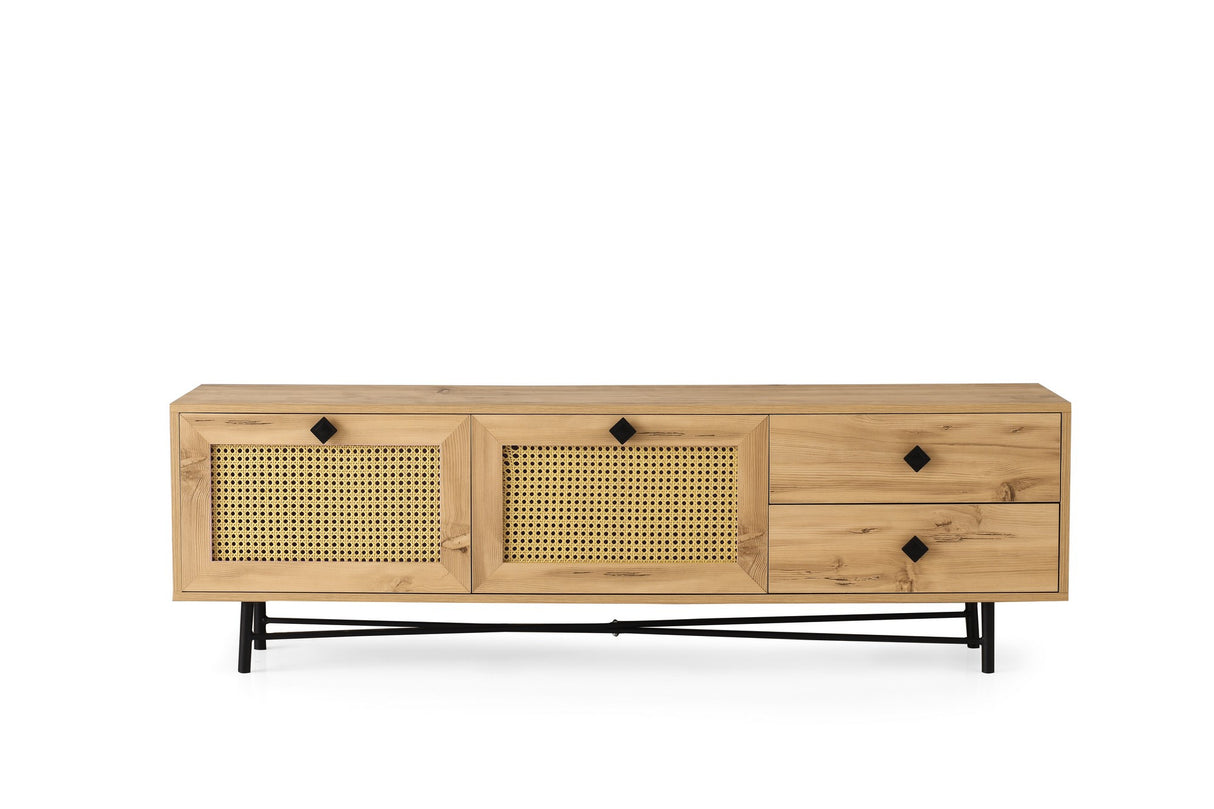 Meubles de télévision Hapsiyyas Oak Noir mélamine 180x60x40 cm