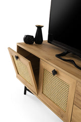 Meubles de télévision Hapsiyyas Oak Noir mélamine 140x60x40 cm