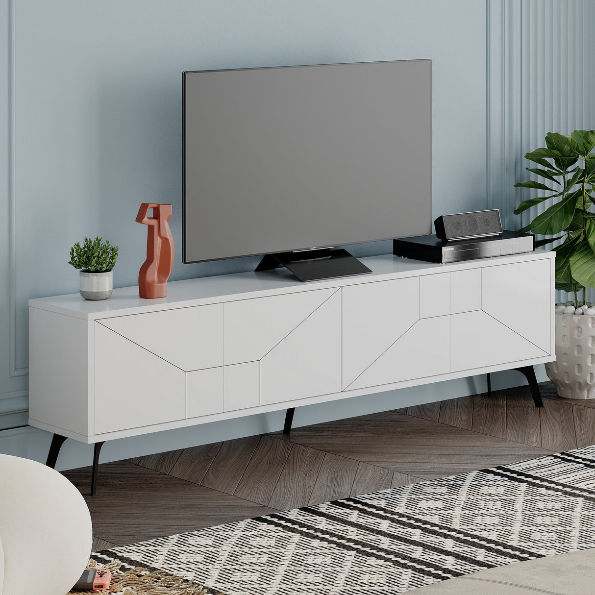 TV Meubel Dune Wit Melamine 180x50x29,6 cm