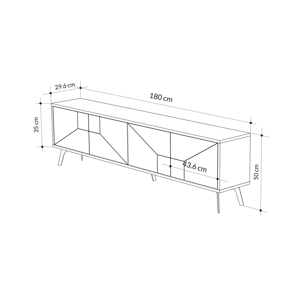 TV Meubel Dune Wit Melamine 180x50x29,6 cm