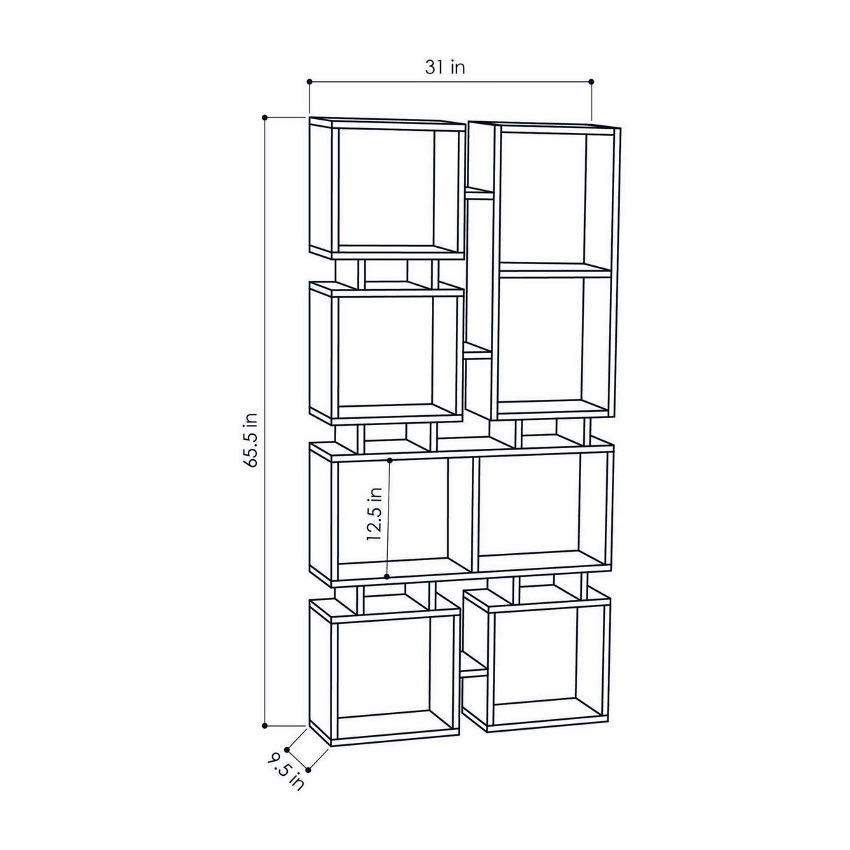 Boekenkast Rail Eik Melamine 79x166,5x24 cm