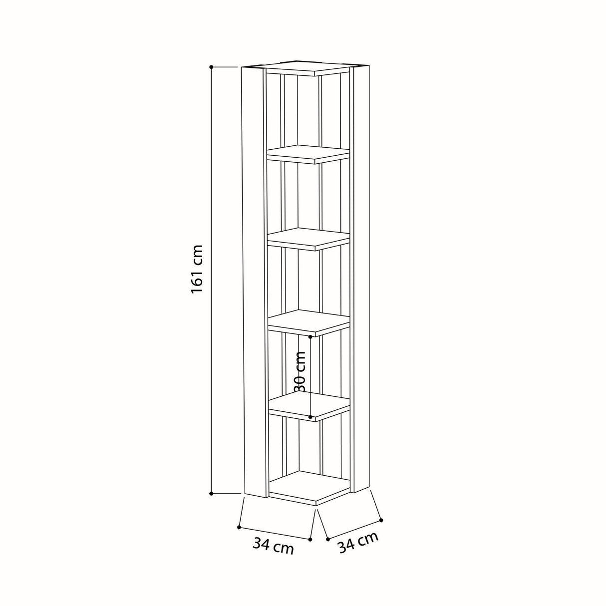 Boekenkast Nati Wit Melamine 34x161x34 cm