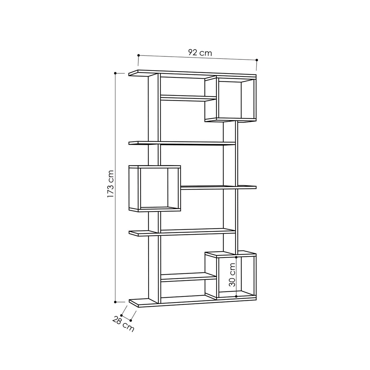 Boekenkast Soto Antraciet Melamine 92x173x28 cm