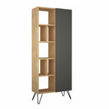 Boekenkast Jedda Eik Antraciet Melamine 79x190x32 cm