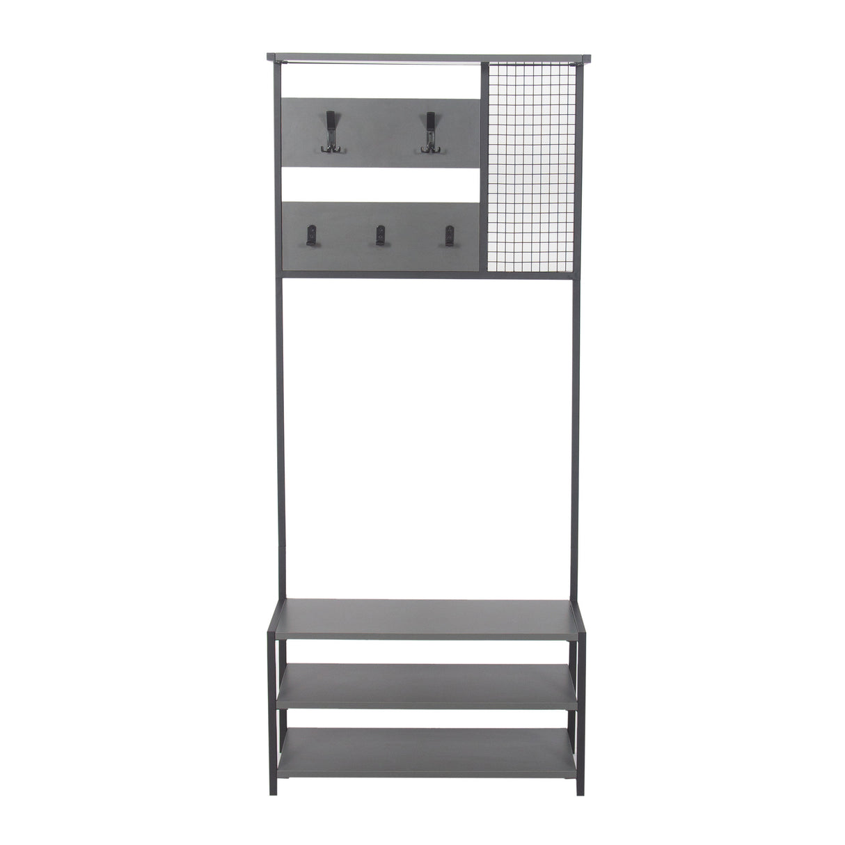 Meuble de rangement Porte-manteau Anthracite Mélamine Novad - Avec étagères 