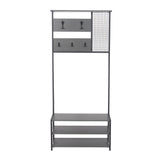 Meuble de rangement Porte-manteau Anthracite Mélamine Novad - Avec étagères 