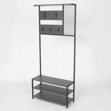 Meuble de rangement Porte-manteau Anthracite Mélamine Novad - Avec étagères 