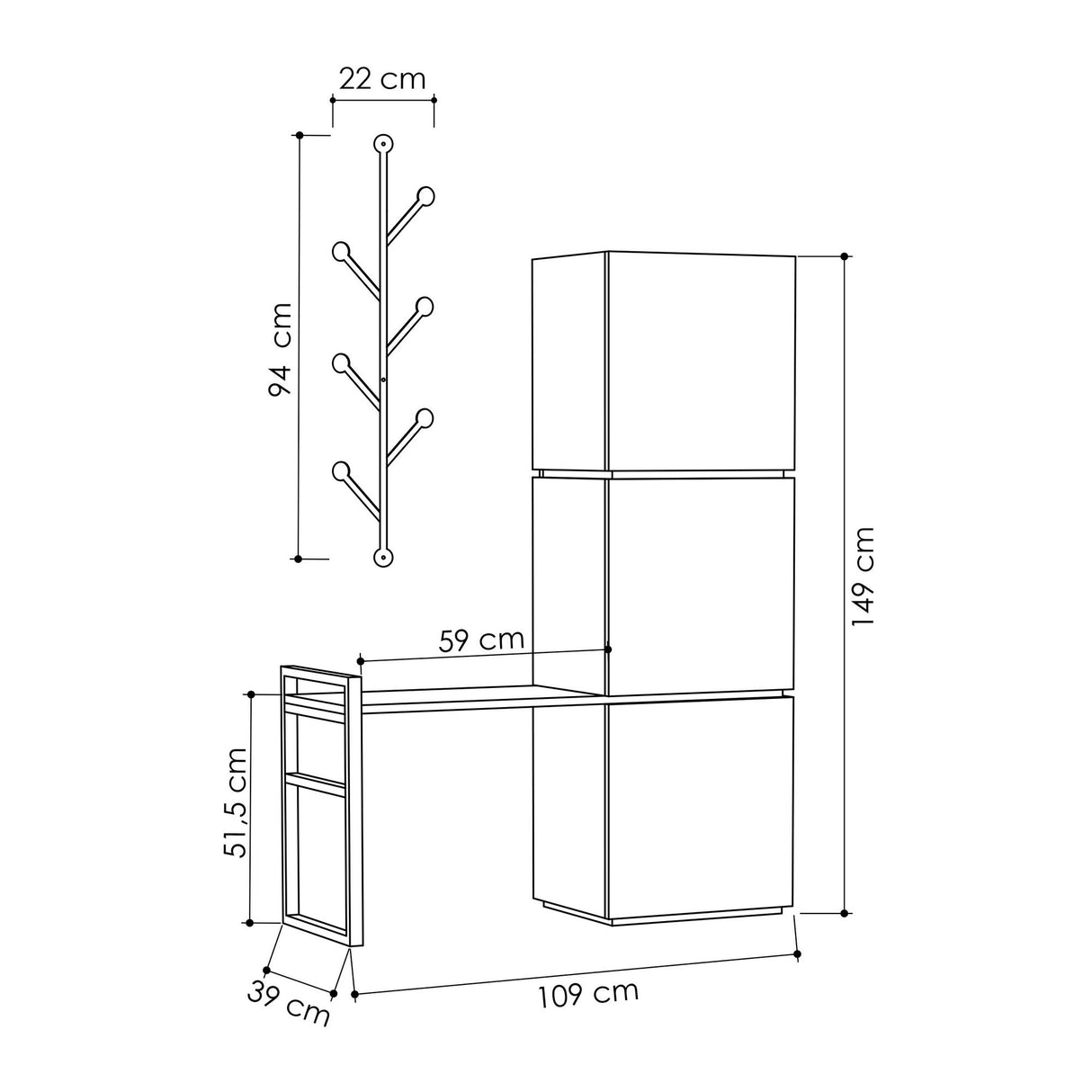 Schoenenkast Mello Wit Antraciet Melamine 109x149x39 cm