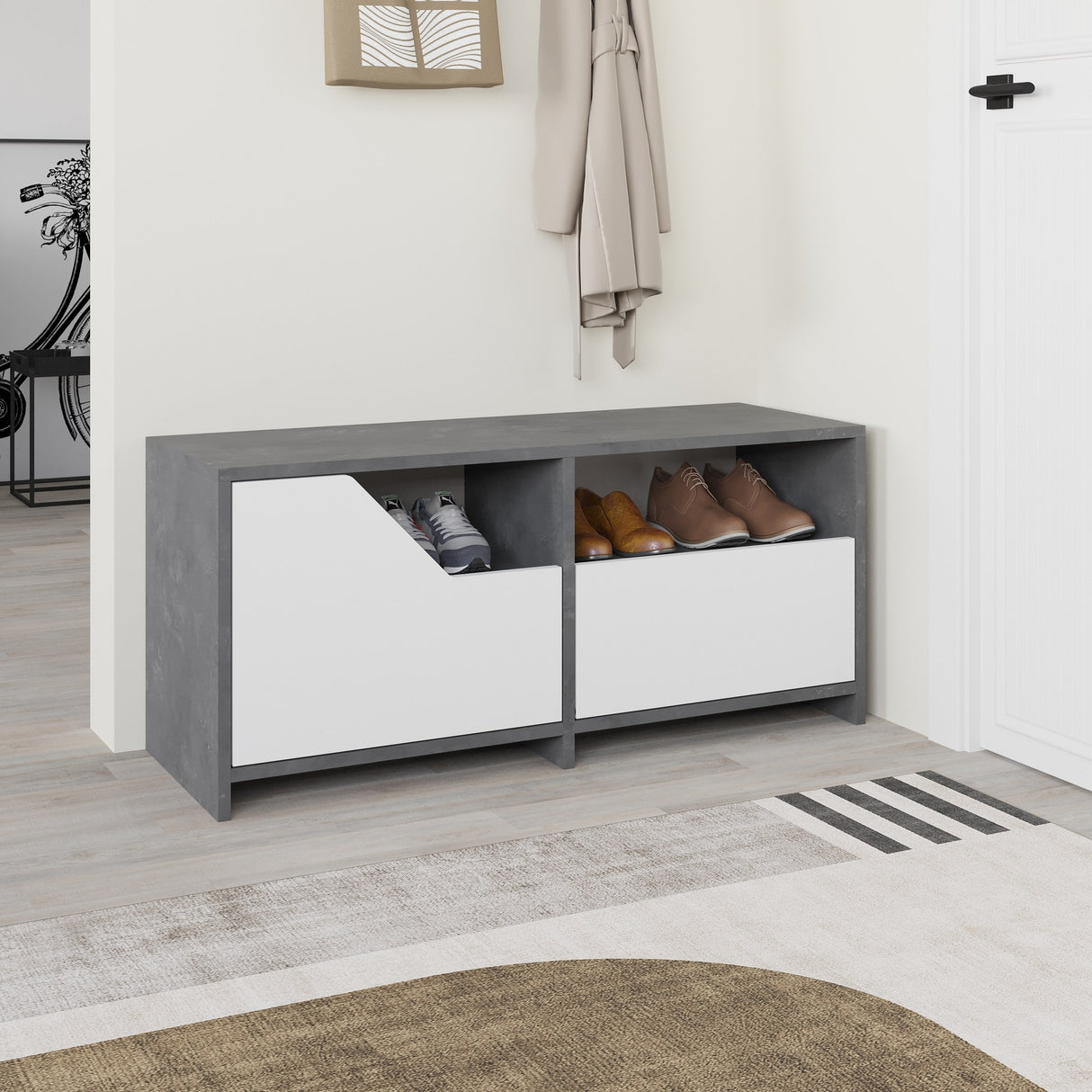 Schoenenkast Nexus Grijs Wit Melamine 105x47x37 cm