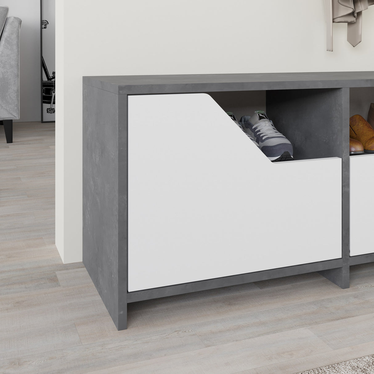 Schoenenkast Nexus Grijs Wit Melamine 105x47x37 cm