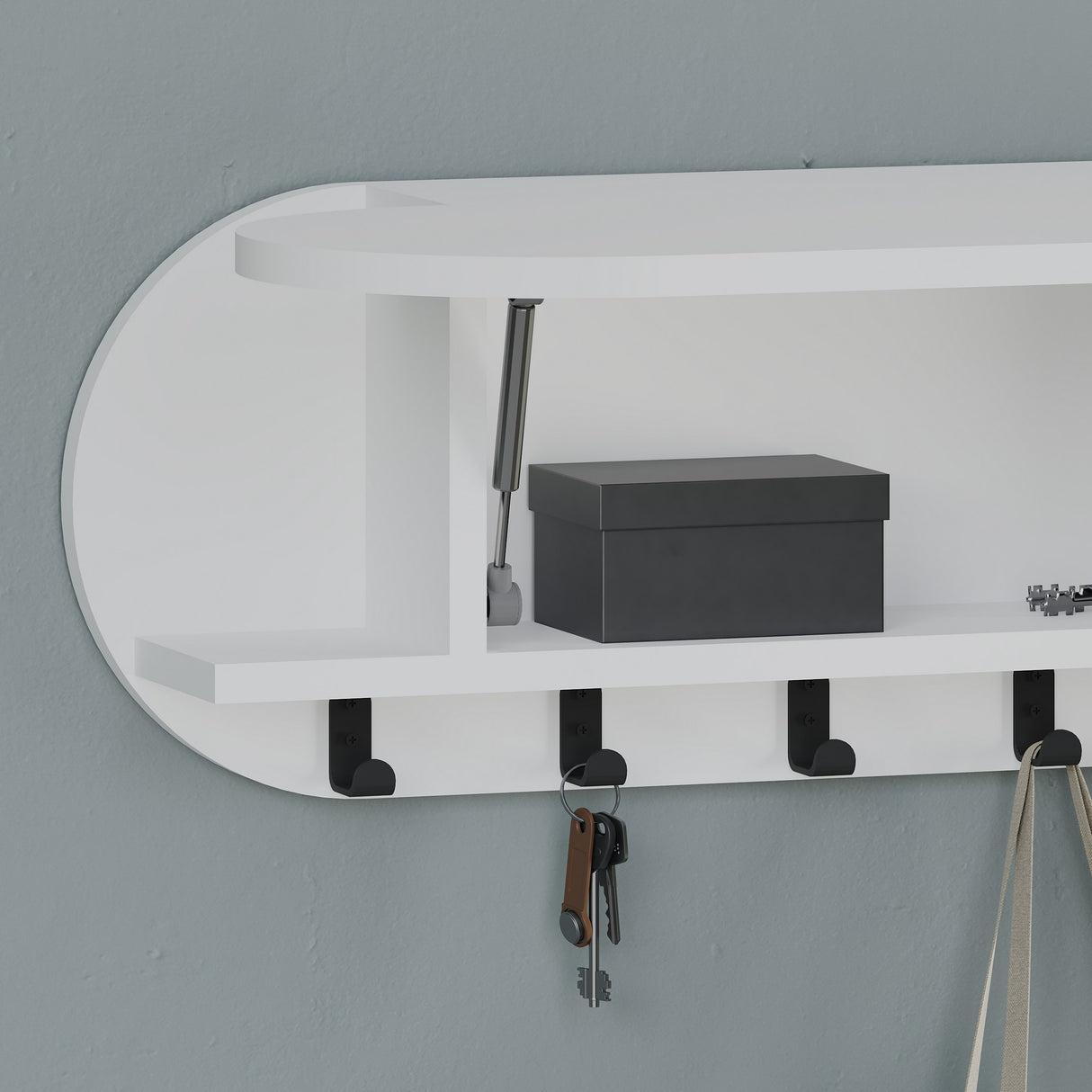 Porte-manteau Blanc - Mélamine - Avec Compartiment 