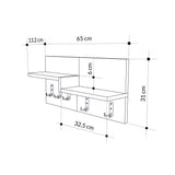 Kapstok 5-Haaks Wit, Eikenhout Melamine - 65 cm